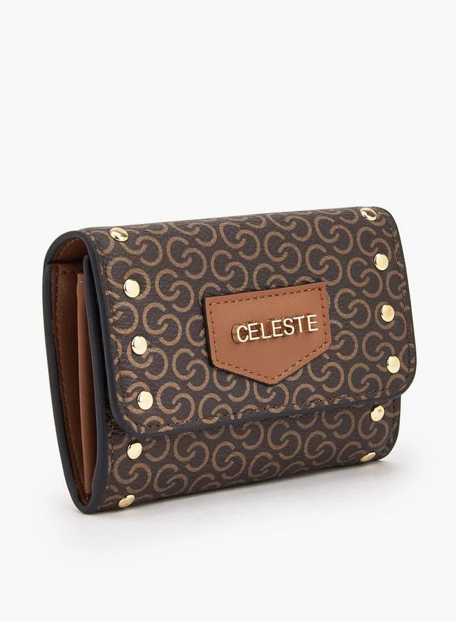 سيليست Stud Embellished Wallet with Button Closure